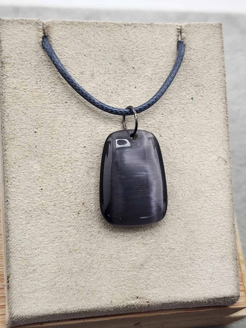 Black Rectangular Stone Pendant Necklace